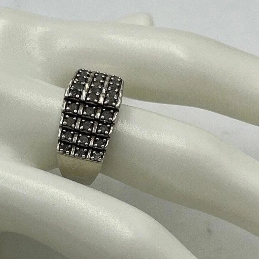 JWBR Sterling Silver & Diamond Tiered Cocktail Anniversary Open Back Ring Sz 8.5